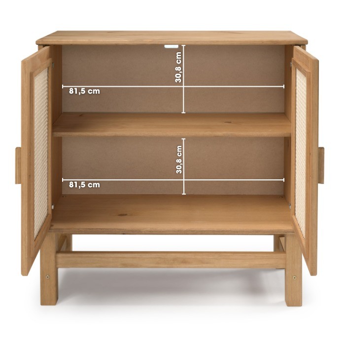 Balcão Buffet Nature em Madeira e Rattan Natural 02 Portas Balcão Buffet Nature em Madeira e Rattan Natural 02 Portas