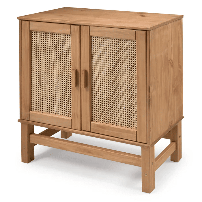 Balcão Buffet Nature em Madeira e Rattan Natural 02 Portas Balcão Buffet Nature em Madeira e Rattan Natural 02 Portas