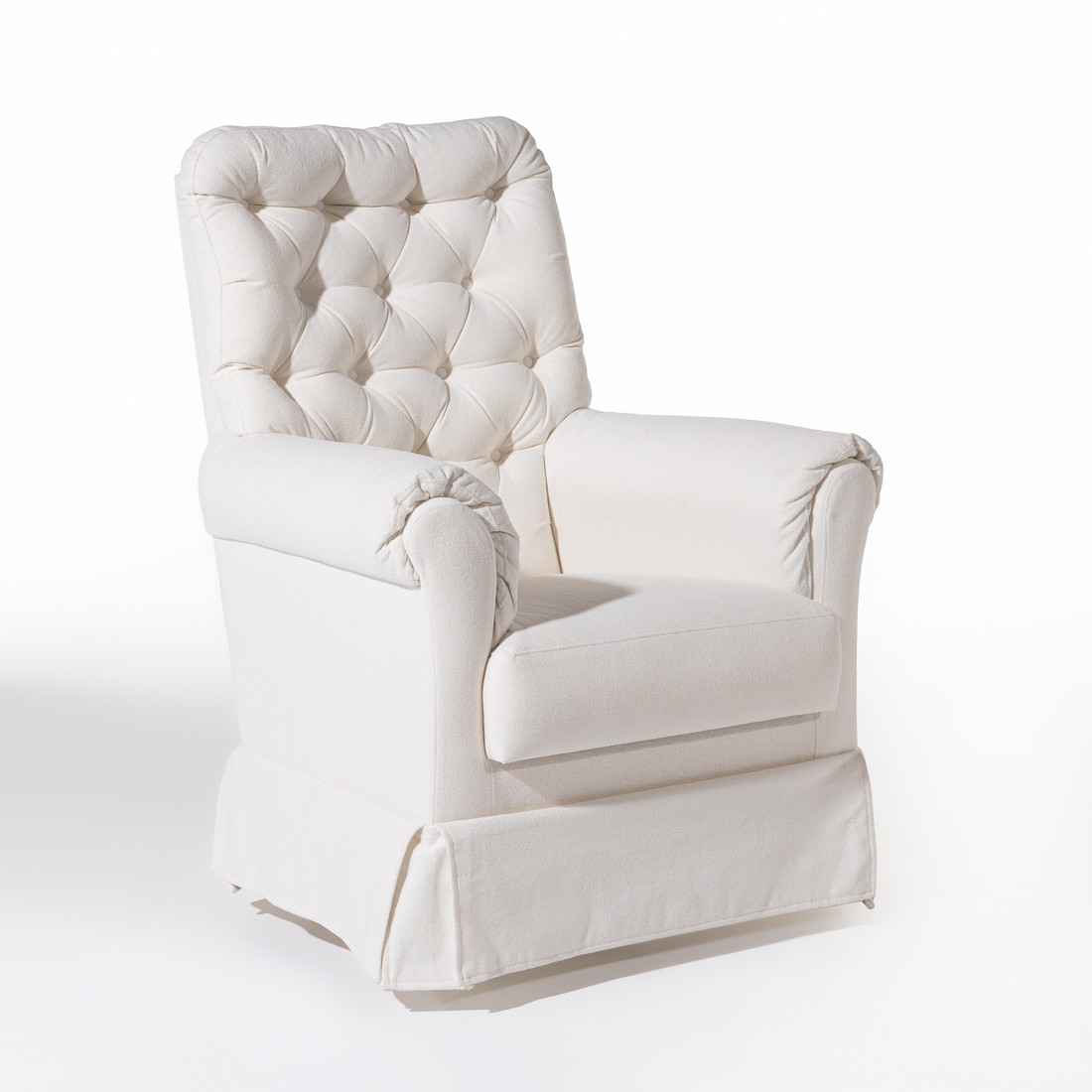 Poltrona de Amamentação Mommy com Balanço e Puff Bouclé Branco Poltrona de Amamentação Mommy com Balanço e Puff Bouclé Branco