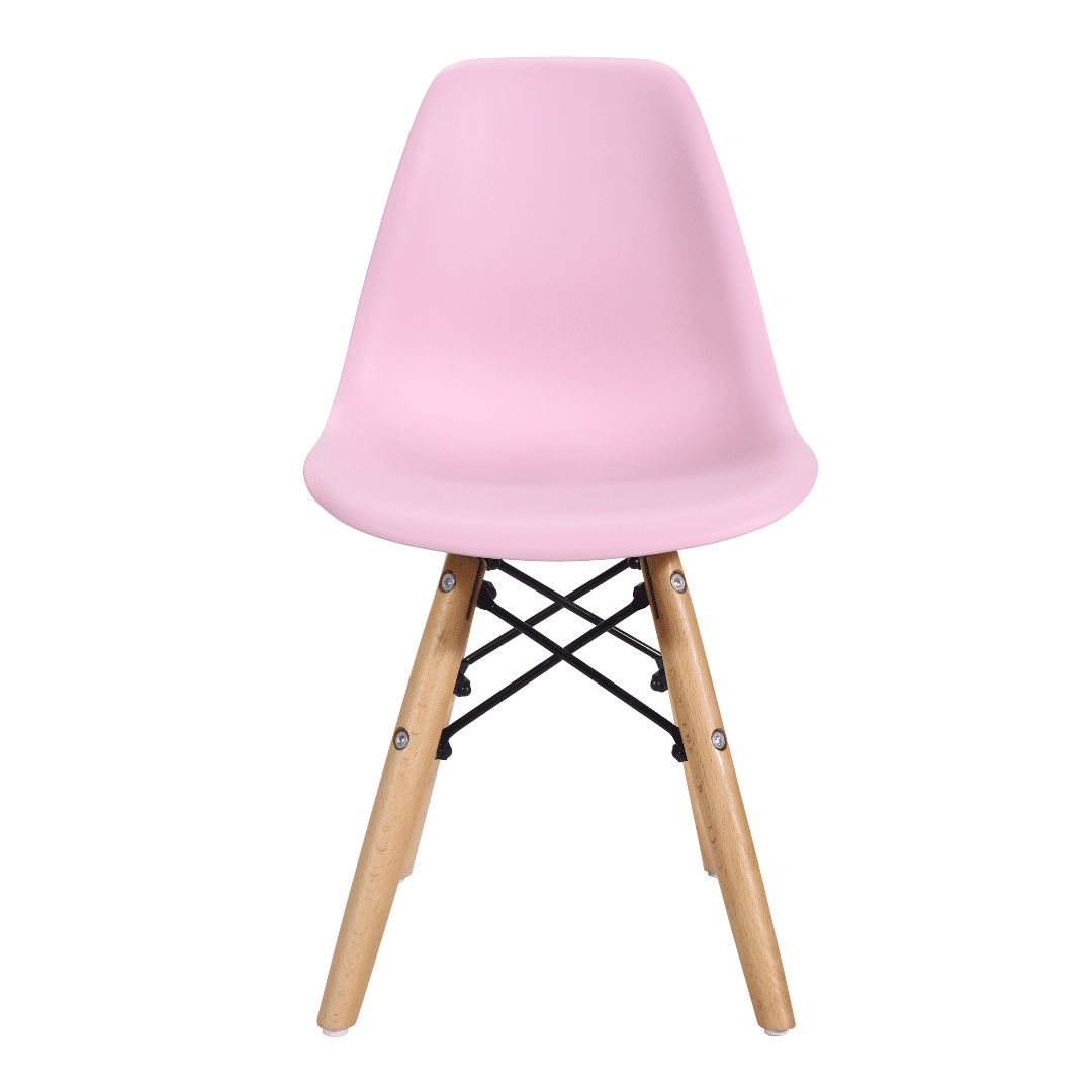 Cadeira Infantil Mavie em Polipropileno com Pés de Madeira Rosa Cadeira Infantil Mavie em Polipropileno com Pés de Madeira Rosa