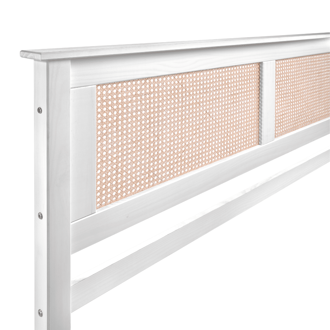 Cabeceira de Cama QUEEN 164cm Nature Madeira e Rattan na Cor Branca Cabeceira de Cama QUEEN 164cm Nature Madeira e Rattan na Cor Branca
