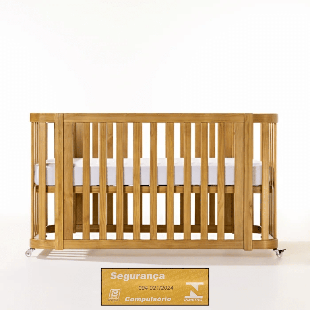 Kit Berço 3 em 1 + Cômoda 4 gavetas e 1 Porta com Rattan Mel | Linha Feliz + 1,2,3