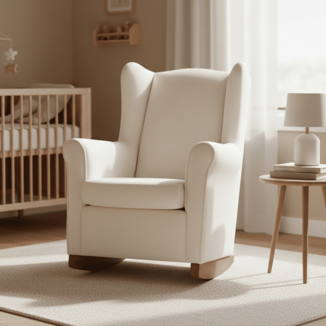 Poltrona de Amamentação Cloud com Balanço Bouclé Branco Poltrona de Amamentação Cloud com Balanço Bouclé Branco