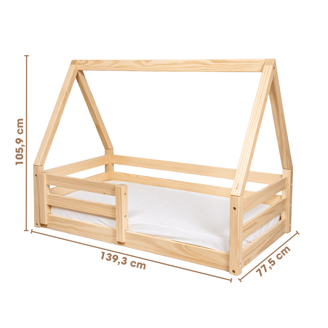 Mini Cama Infantil Montessoriana Casinha Bloomie em Madeira Maciça Pinus Natural Mini Cama Infantil Montessoriana Casinha Bloomie em Madeira Maciça Pinus Natural