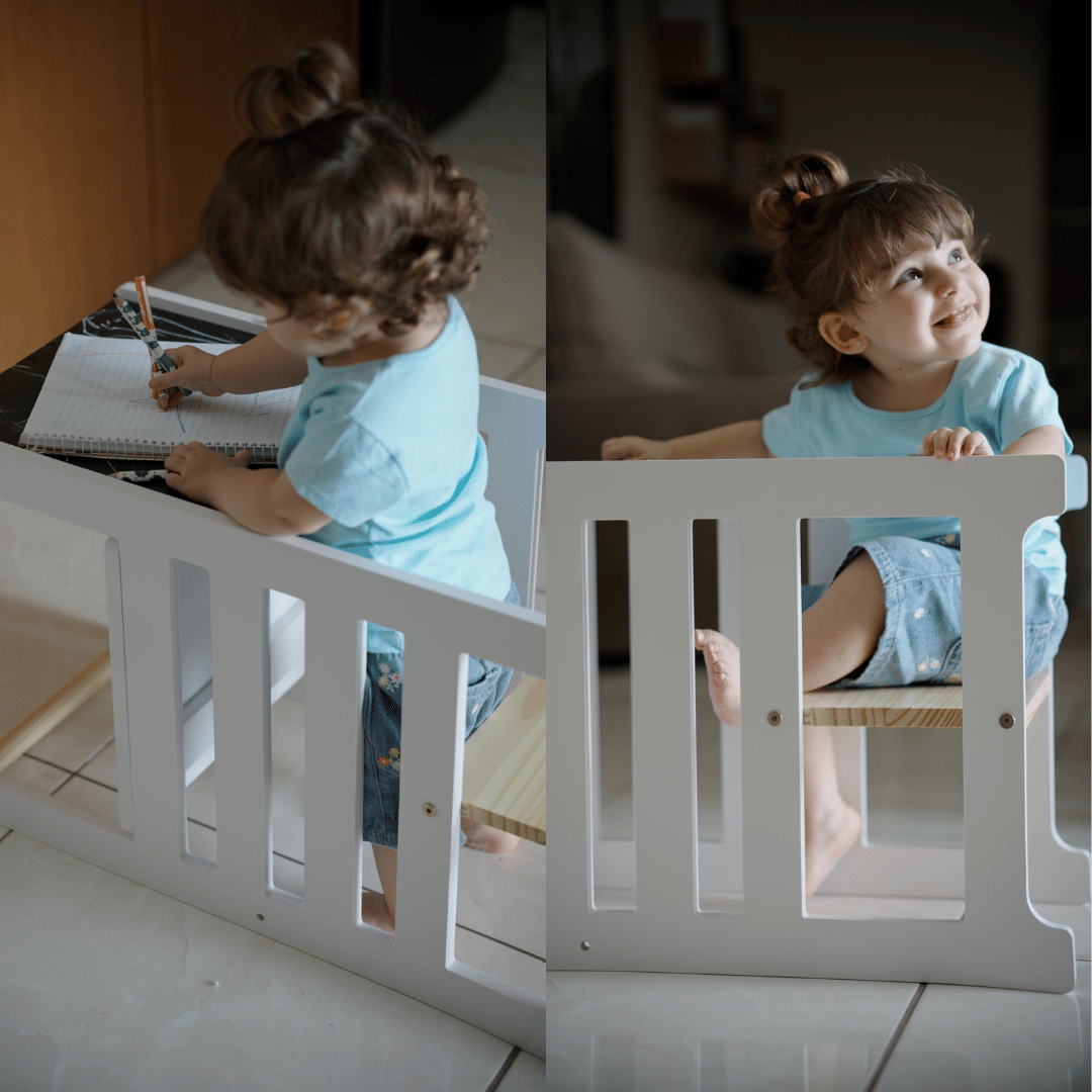Torre de Aprendizagem Montessori 4 em 1 Verde Oliva Cadeirão Ajustável, Mesinha de Atividades, Quadro de Desenhos Torre de Aprendizagem Montessori 4 em 1 Verde Oliva Cadeirão Ajustável, Mesinha de Atividades, Quadro de Desenhos