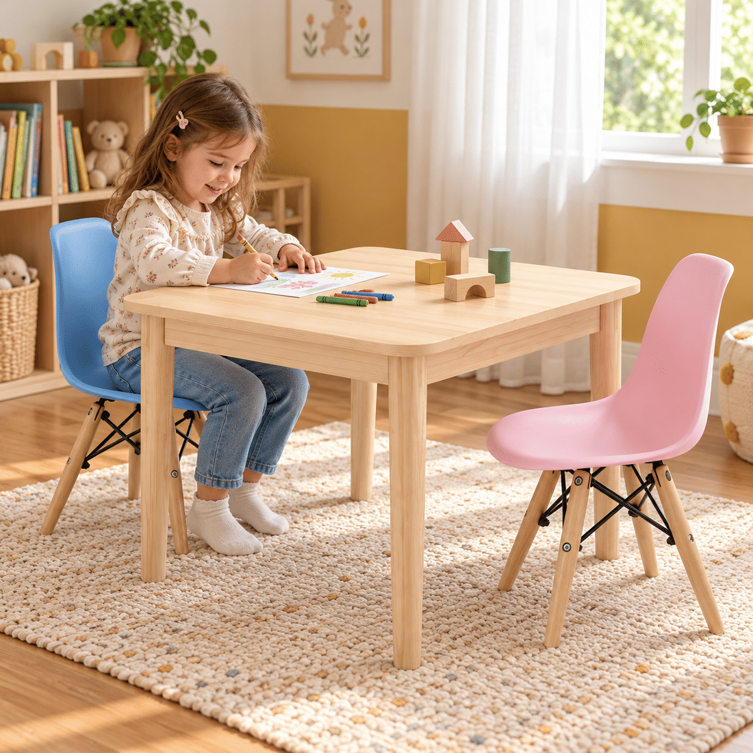 Mesa Infantil Quadrada de Madeira Maciça 61cm Natural Mesa Infantil Quadrada de Madeira Maciça 61cm Natural