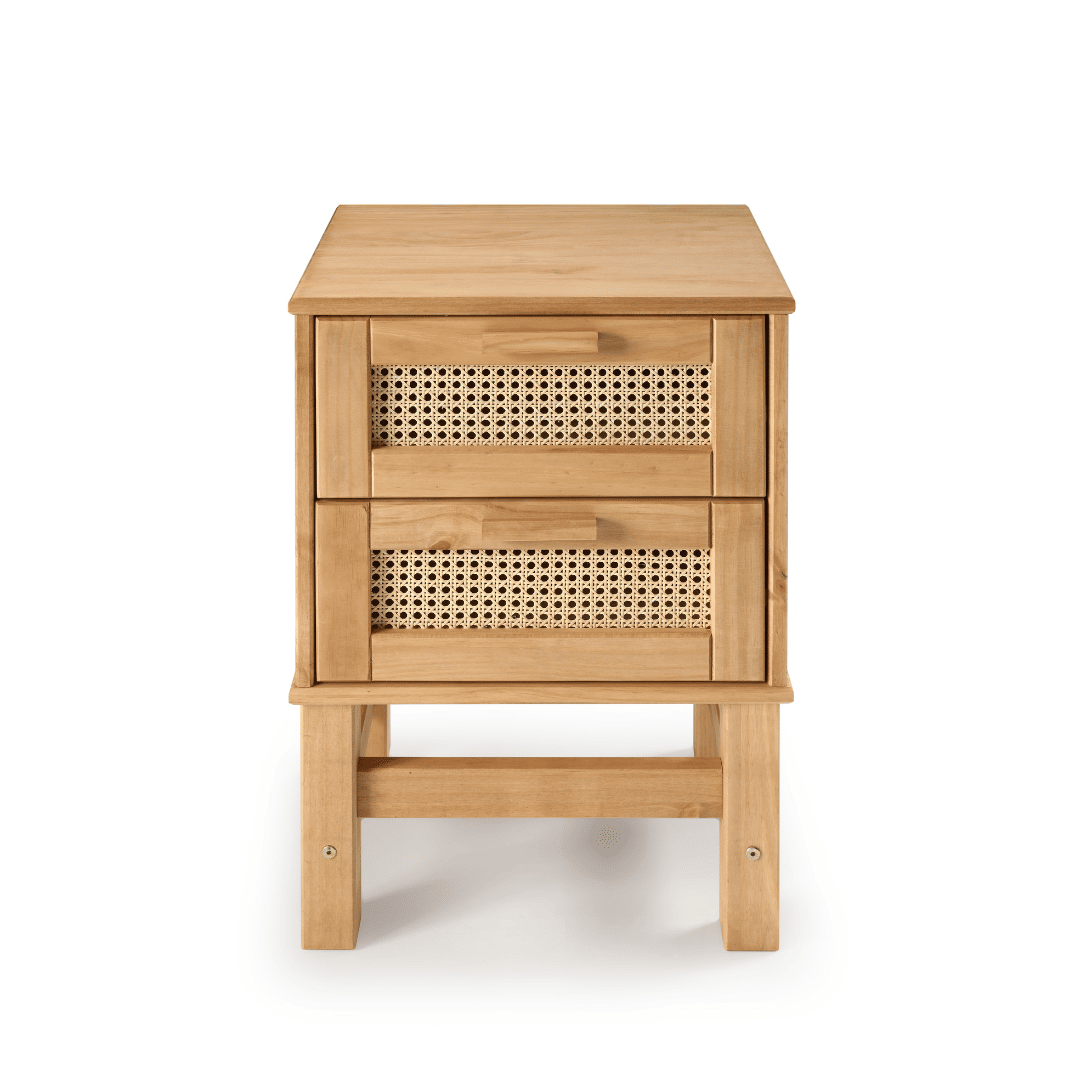Kit Cabeceira + 2 Mesas de Cabeceira Duas Gavetas de Rattan Nature Kit Cabeceira + 2 Mesas de Cabeceira Duas Gavetas de Rattan Nature