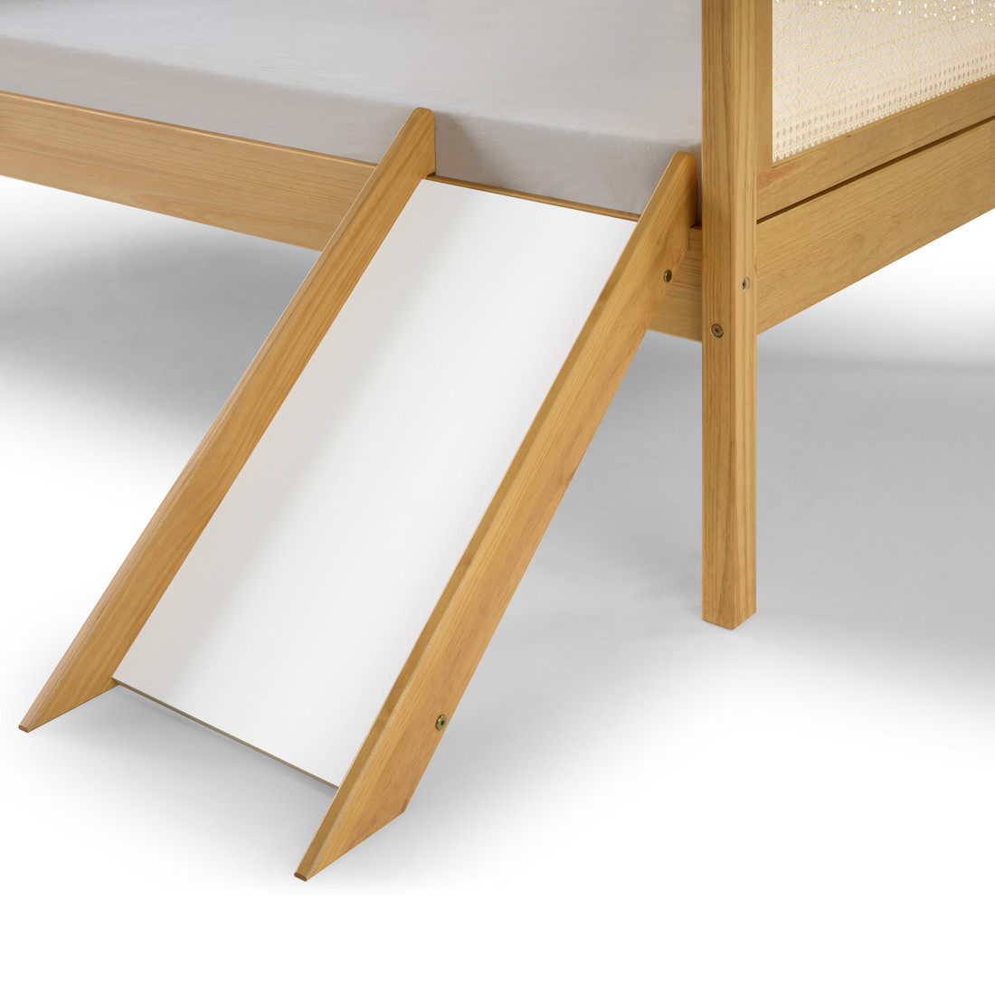 Escorregador para Cama Infantil com Fácil Fixação em Madeira Maciça Pinus Mel e Branco Escorregador para Cama Infantil com Fácil Fixação em Madeira Maciça Pinus Mel e Branco