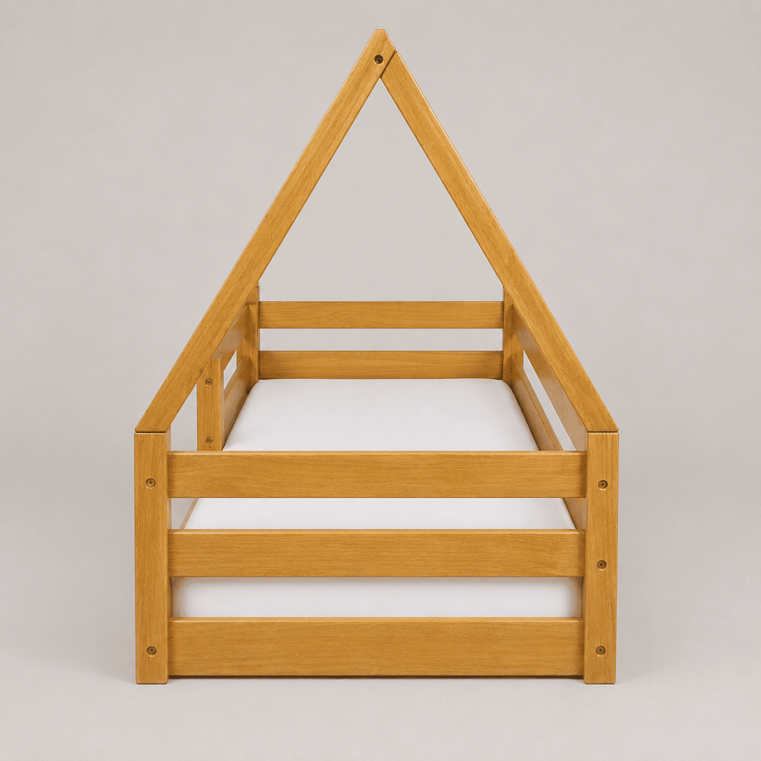Mini Cama Infantil Montessoriana Casinha Bloomie em Madeira Maciça Pinus Mel Mini Cama Infantil Montessoriana Casinha Bloomie em Madeira Maciça Pinus Mel