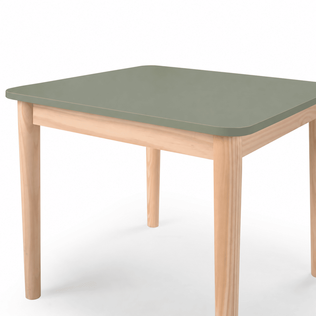 Mesa Infantil Quadrada de Madeira Maciça 61cm Verde Oliva Mesa Infantil Quadrada de Madeira Maciça 61cm Verde Oliva