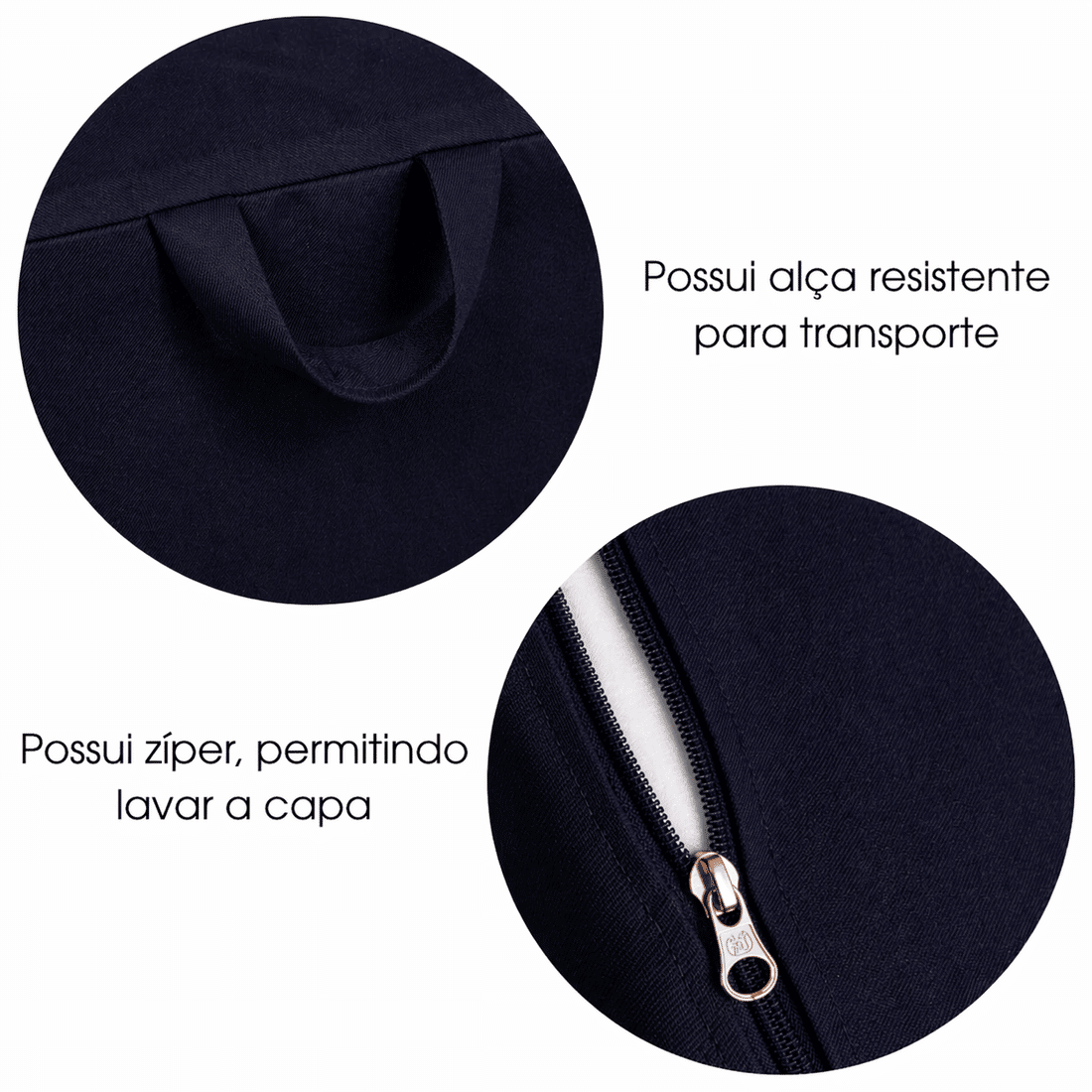 Mini Sofá Poltrona Infantil Azul Marinho de Espuma com Alça de Transporte e Capa Lavável