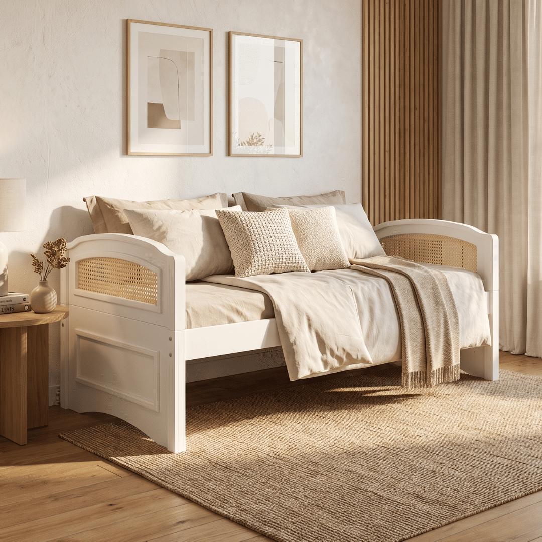 Sofá Cama Feliz Branco com Tela Mel Sofá Cama Feliz Branco com Tela Mel