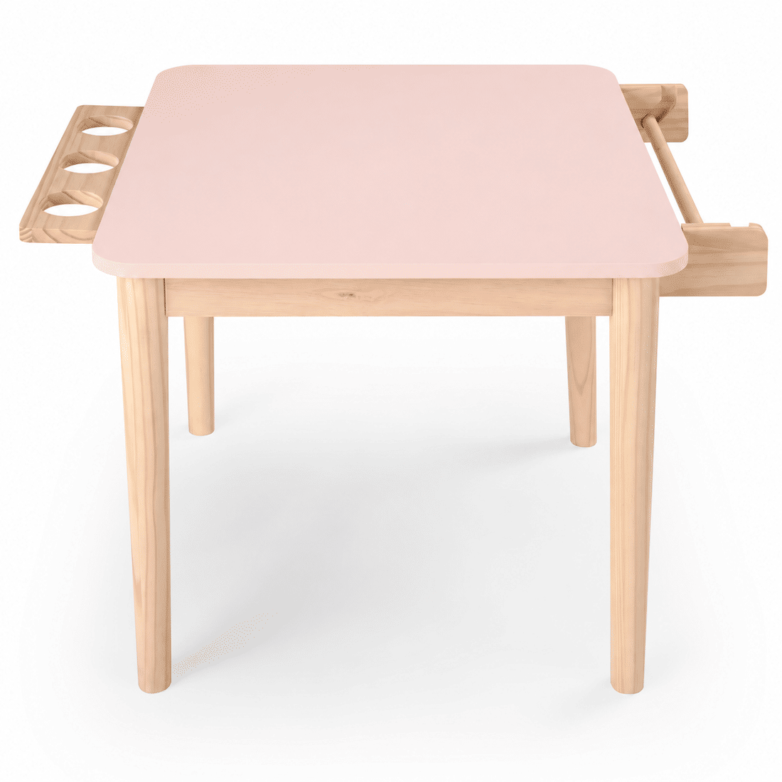 Mesa Infantil Quadrada de Madeira Maciça 61cm Rosa com Porta-Lápis e Suporte para Papel Mesa Infantil Quadrada de Madeira Maciça 61cm Rosa com Porta-Lápis e Suporte para Papel