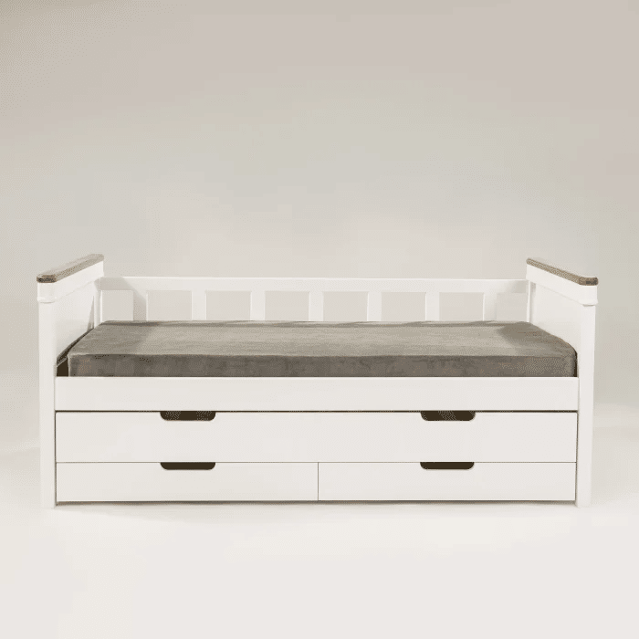Sofá Cama Encanto com Cama Auxiliar Branco + Mel Sofá Cama Encanto com Cama Auxiliar Branco + Mel