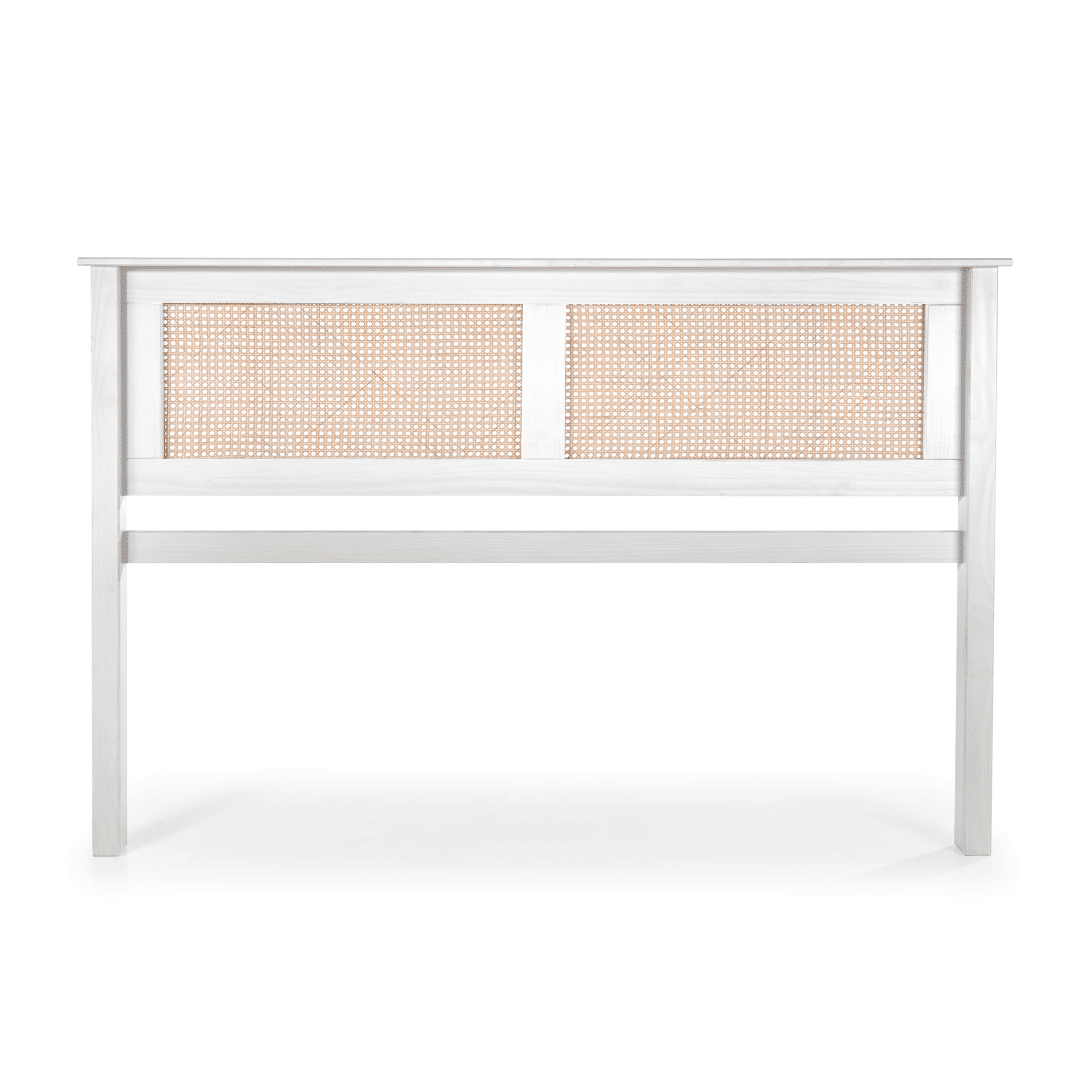 Cabeceira de Cama QUEEN 164cm Nature Madeira e Rattan na Cor Branca Cabeceira de Cama QUEEN 164cm Nature Madeira e Rattan na Cor Branca