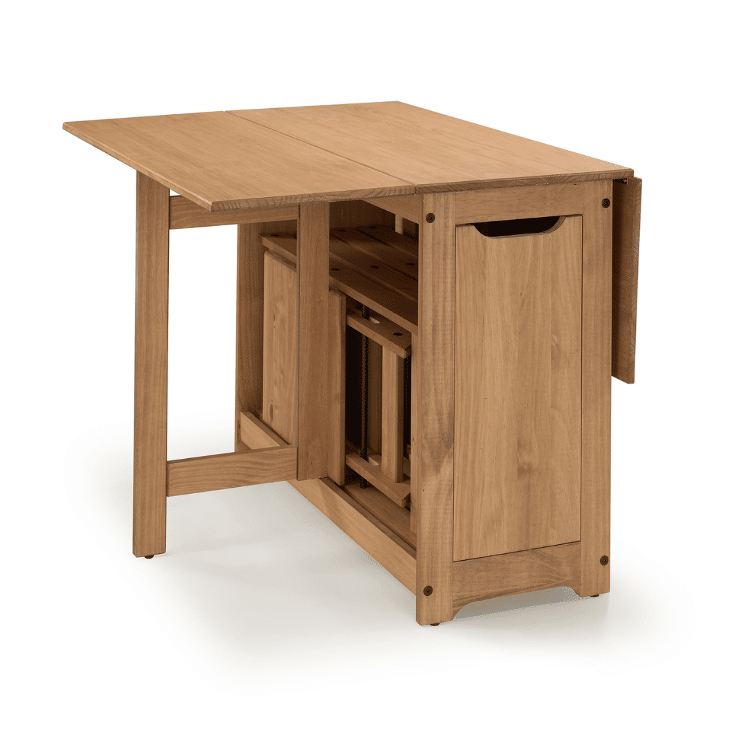 Mesa Dobrável Borboleta com 4 Cadeiras em Madeira Maciça de Pinus Cera