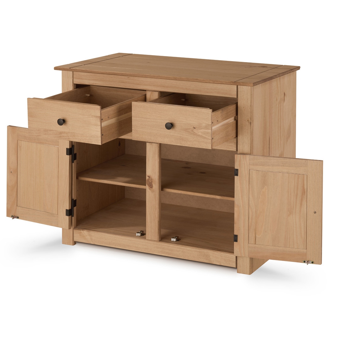 Balcão Buffet de Madeira Maciça com 2 Gavetas e 2 Portas Design Clássico