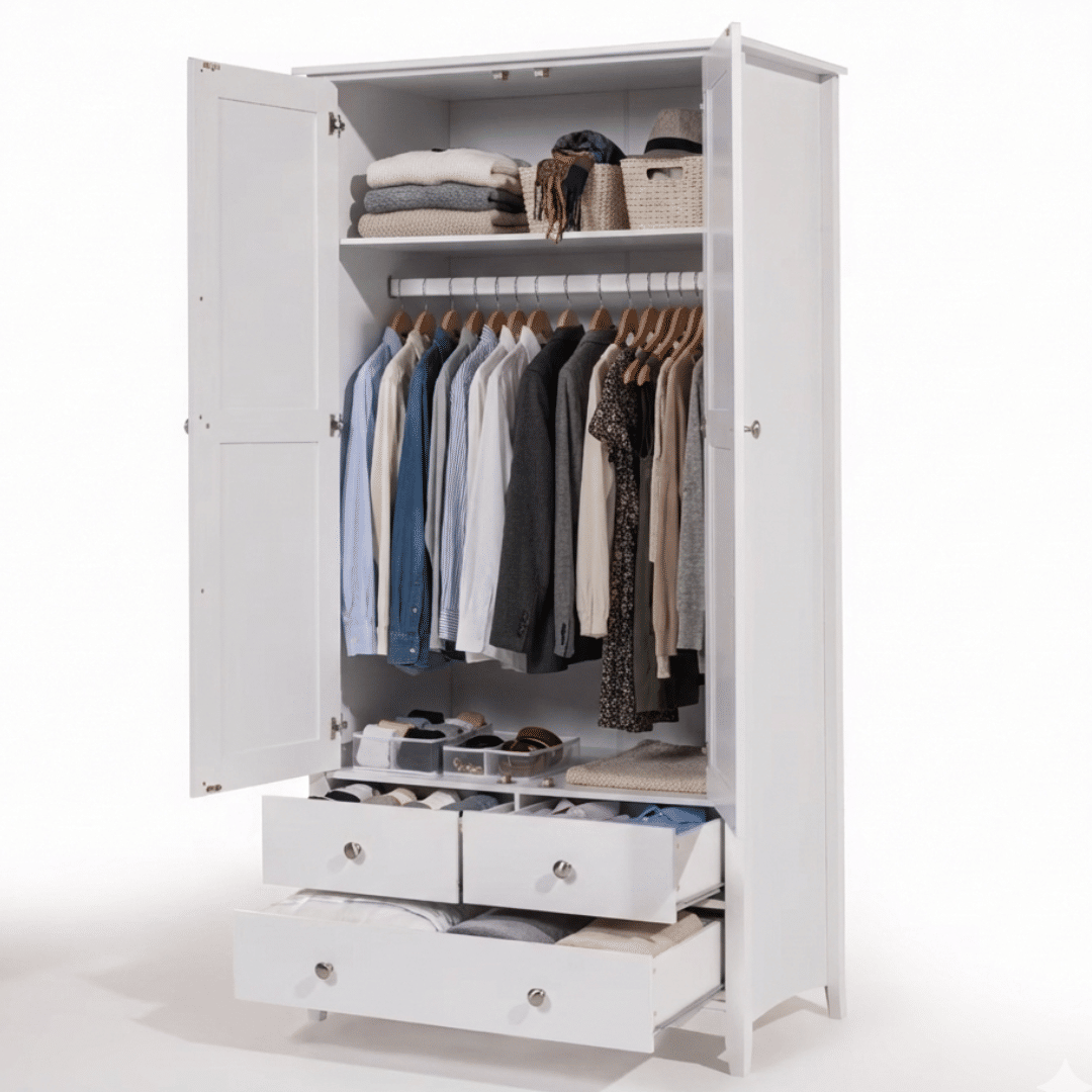 Roupeiro Lumo 2 portas e 3 gavetas Branco Roupeiro Lumo 2 portas e 3 gavetas Branco