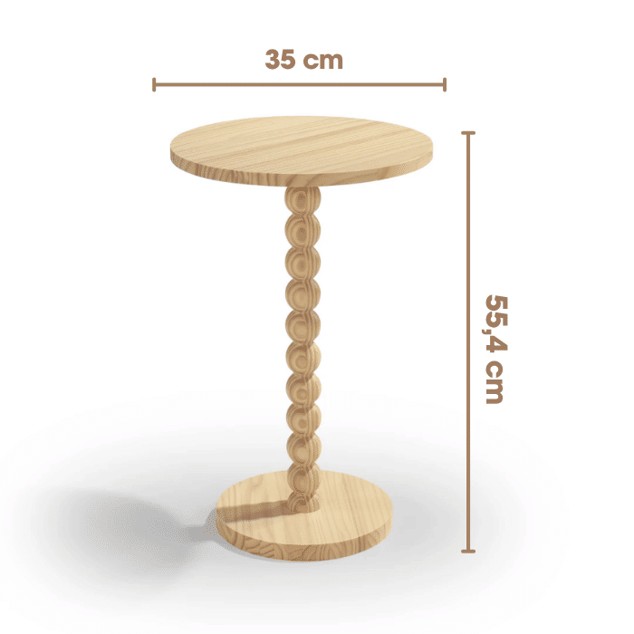 Mesa Redonda Lateral de Apoio Pop Natural Mesa Redonda Lateral de Apoio Pop Natural