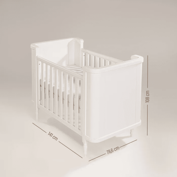 Kit Toy Berço 2 em 1 e Cômoda 4 Gavetas em Madeira Maciça Branco Kit Toy Berço 2 em 1 e Cômoda 4 Gavetas em Madeira Maciça Branco