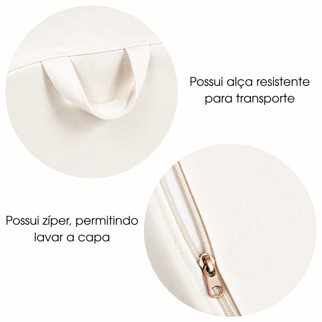 Mini Sofá Poltrona Infantil Off White de Espuma com Alça de Transporte e Capa Lavável