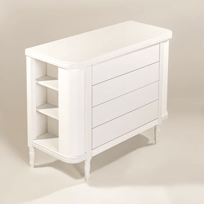Kit Toy Berço 2 em 1 e Cômoda 4 Gavetas em Madeira Maciça Branco Kit Toy Berço 2 em 1 e Cômoda 4 Gavetas em Madeira Maciça Branco