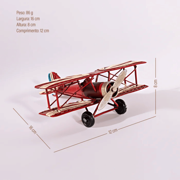 Avião Decorativo Branco e Vermelho