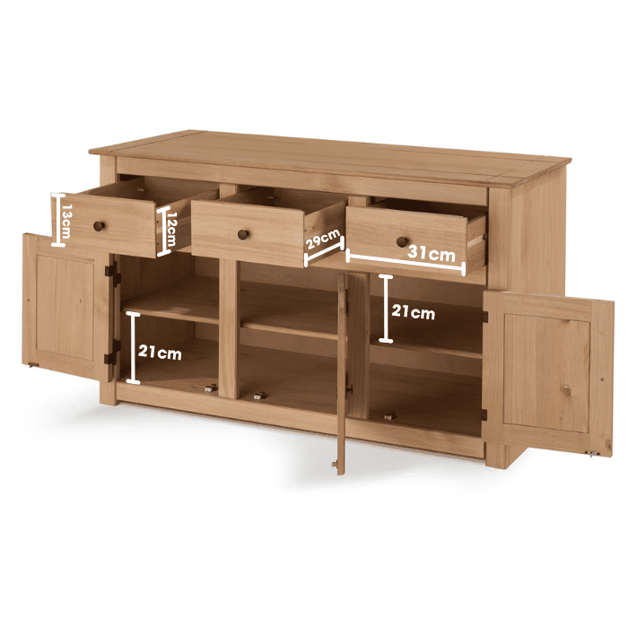 Balcão Buffet de Madeira Maciça com 3 Gavetas e 3 Portas Design Clássico Balcão Buffet de Madeira Maciça com 3 Gavetas e 3 Portas Design Clássico