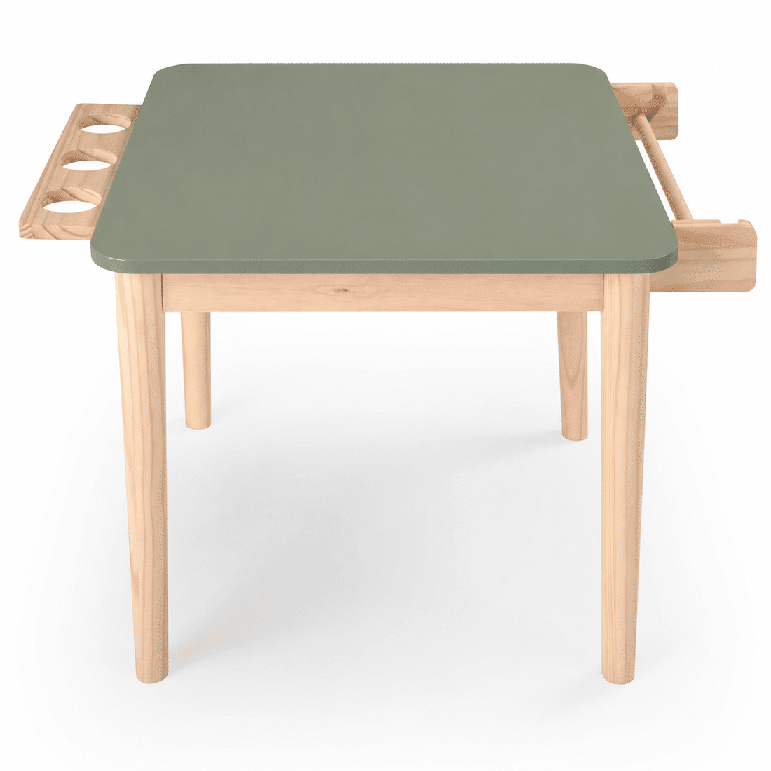 Mesa Infantil Quadrada de Madeira Maciça 61cm Verde Oliva com Porta-Lápis e Suporte para Papel Mesa Infantil Quadrada de Madeira Maciça 61cm Verde Oliva com Porta-Lápis e Suporte para Papel
