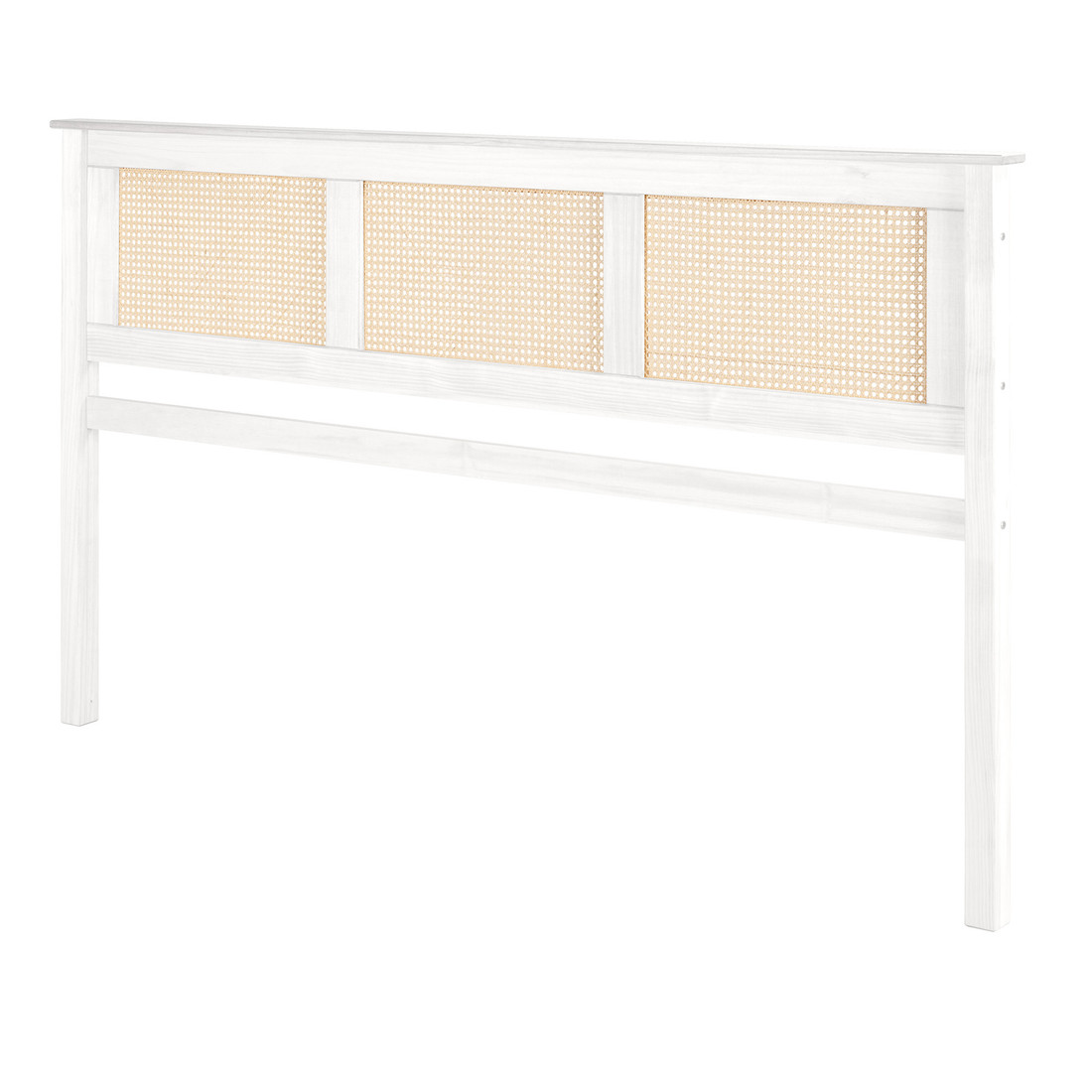 Kit Cabeceira KING + Mesa de Cabeceira 2 Gavetas de Rattan Nature na Cor Branca