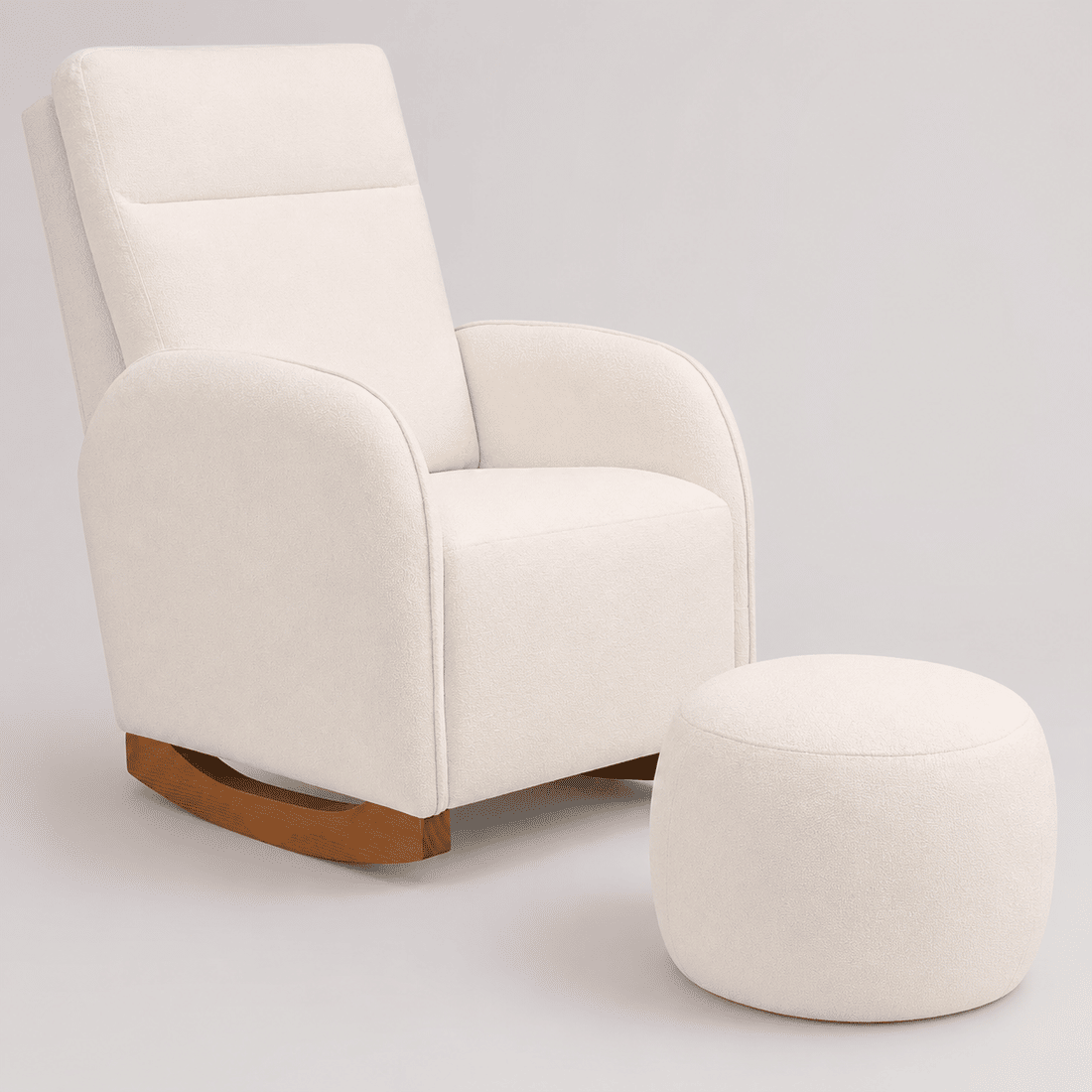 Poltrona de Amamentação Luna com Balanço e Puff Bouclé Branco Poltrona de Amamentação Luna com Balanço e Puff Bouclé Branco