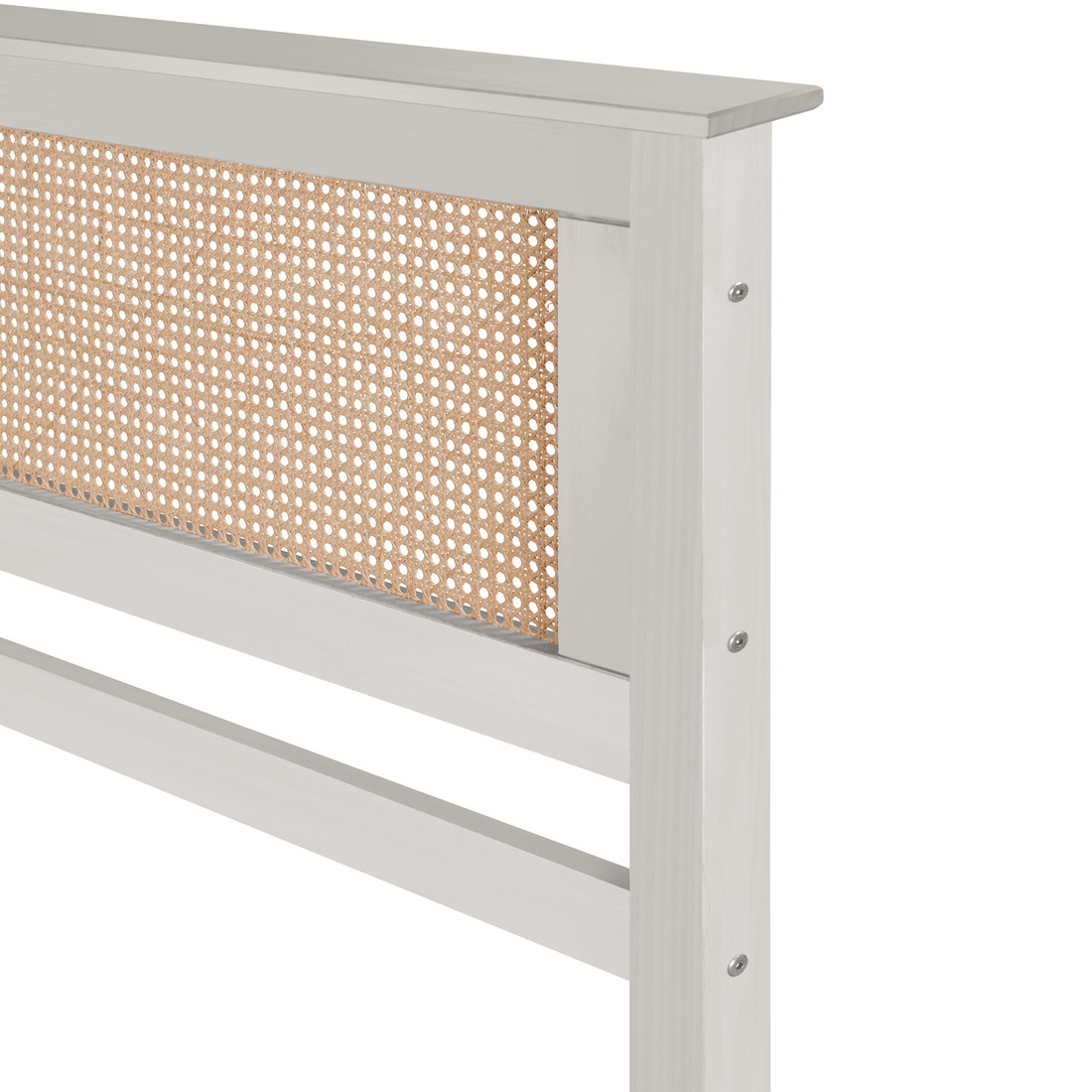 Cabeceira de Cama SOLTEIRO 94 cm Nature Madeira e Rattan na Cor Branca