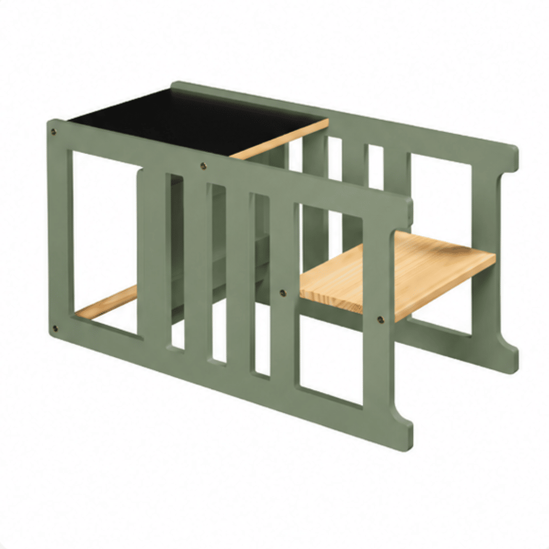 Torre de Aprendizagem Montessori 4 em 1 Verde Oliva Cadeirão Ajustável, Mesinha de Atividades, Quadro de Desenhos Torre de Aprendizagem Montessori 4 em 1 Verde Oliva Cadeirão Ajustável, Mesinha de Atividades, Quadro de Desenhos