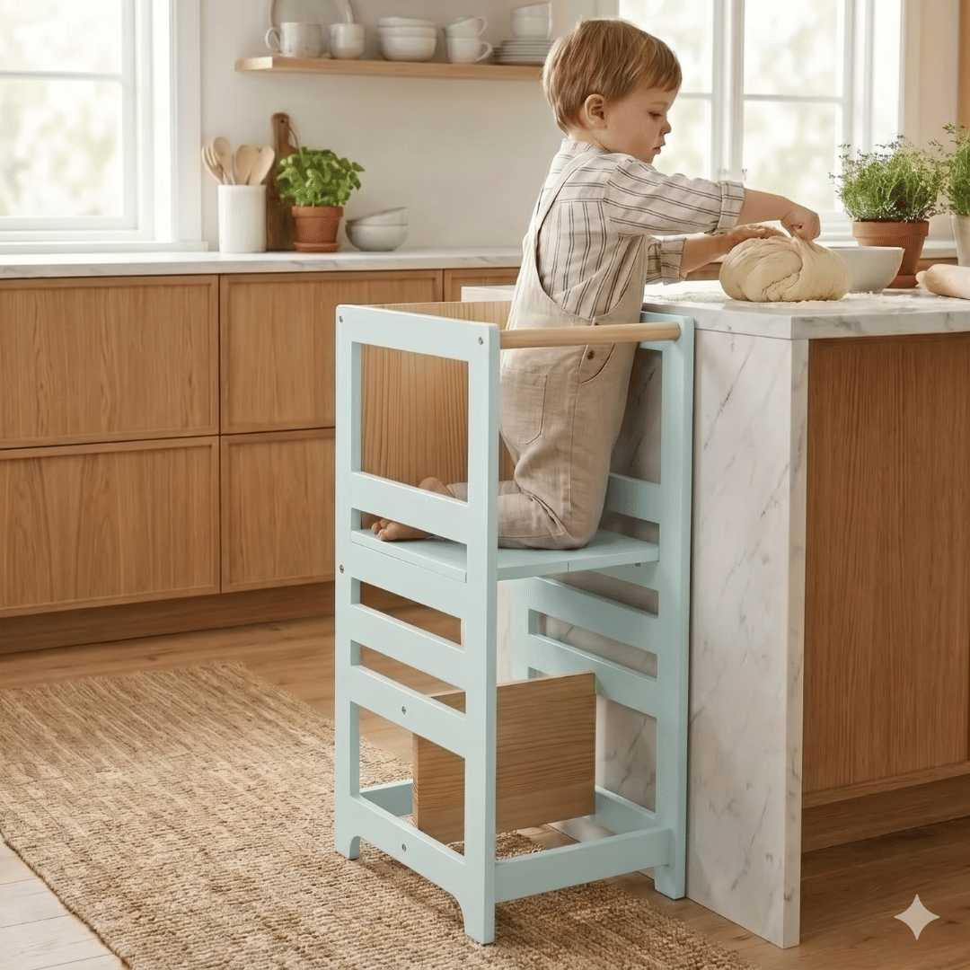 Torre de Aprendizagem Montessori 4 em 1 Verde Cadeirão Ajustável, Mesinha de Atividades, Quadro de Desenhos Torre de Aprendizagem Montessori 4 em 1 Verde Cadeirão Ajustável, Mesinha de Atividades, Quadro de Desenhos
