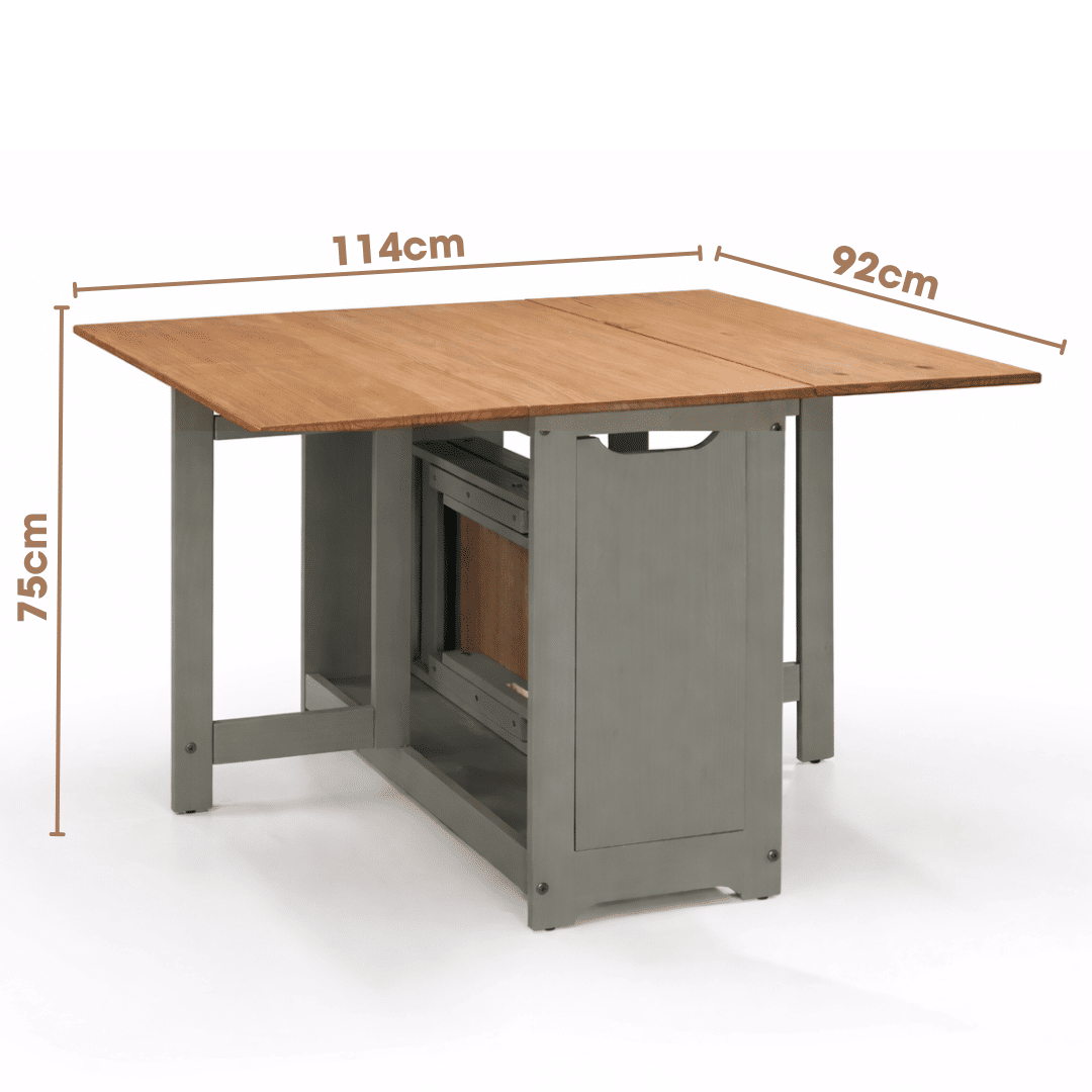 Mesa Dobrável Borboleta com 4 Cadeiras em Madeira Maciça de Pinus Cinza Cera