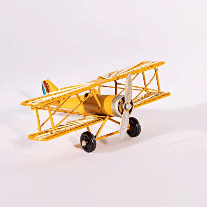 Avião Decorativo Amarelo Queimado Avião Decorativo Amarelo Queimado