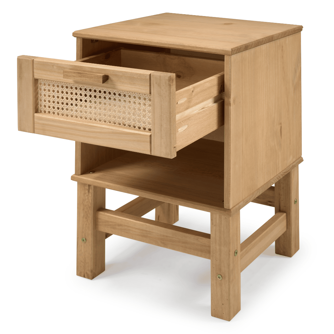 Kit Cabeceira KING + Mesa de Cabeceira 1 Gaveta de Rattan Nature Kit Cabeceira KING + Mesa de Cabeceira 1 Gaveta de Rattan Nature