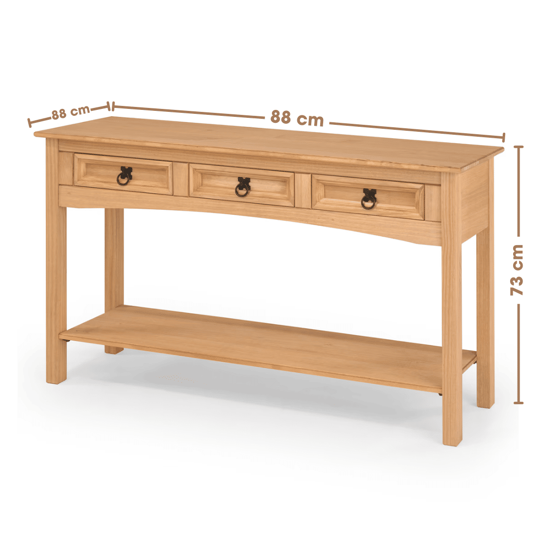 Aparador Madeira Maciça 3 Gavetas e 1 Prateleira 122 cm