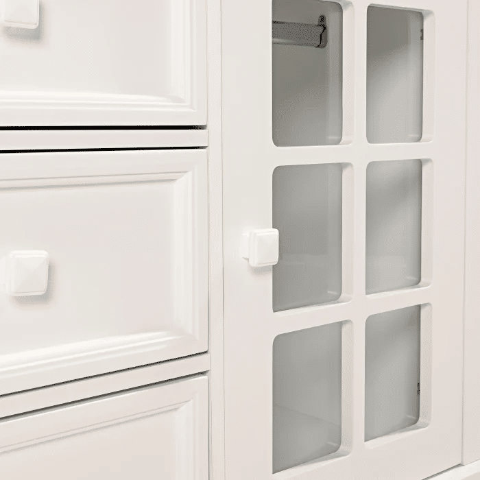 Cômoda Encanto 5 Gavetas e Porta de Vidro Branca com Tampo Branco Cômoda Encanto 5 Gavetas e Porta de Vidro Branca com Tampo Branco