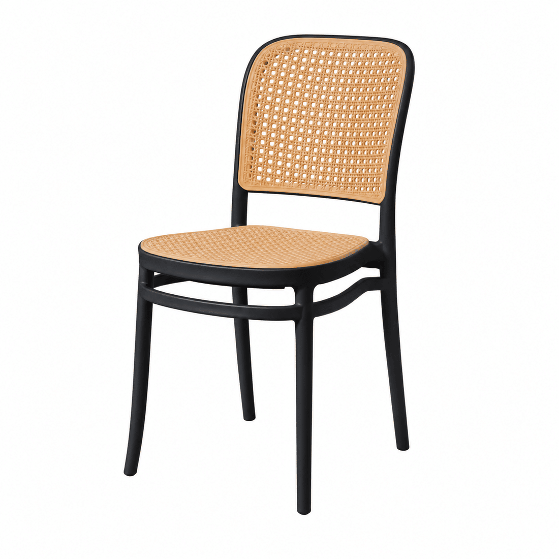 Cadeira Capri em Polipropileno Preta com Encosto e Assento em Rattan Sintético Cadeira Capri em Polipropileno Preta com Encosto e Assento em Rattan Sintético