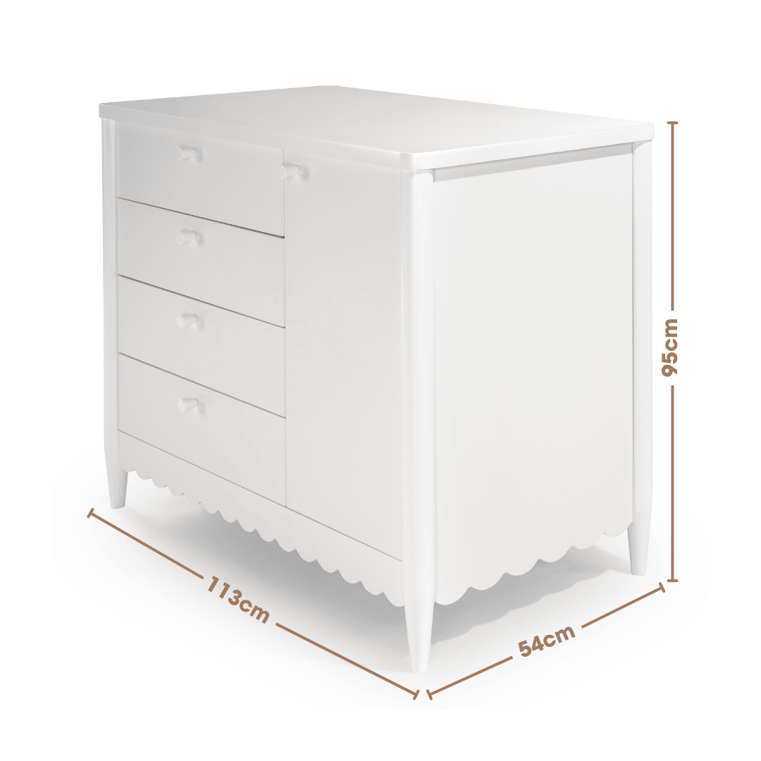 Cômoda Pop 4 Gavetas e 1 Porta em Madeira Maciça Branca