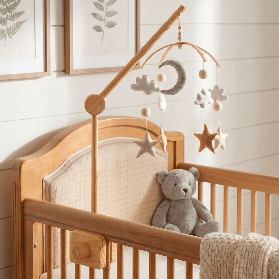 Suporte de Berço para Mobile em Madeira Mel Suporte de Berço para Mobile em Madeira Mel