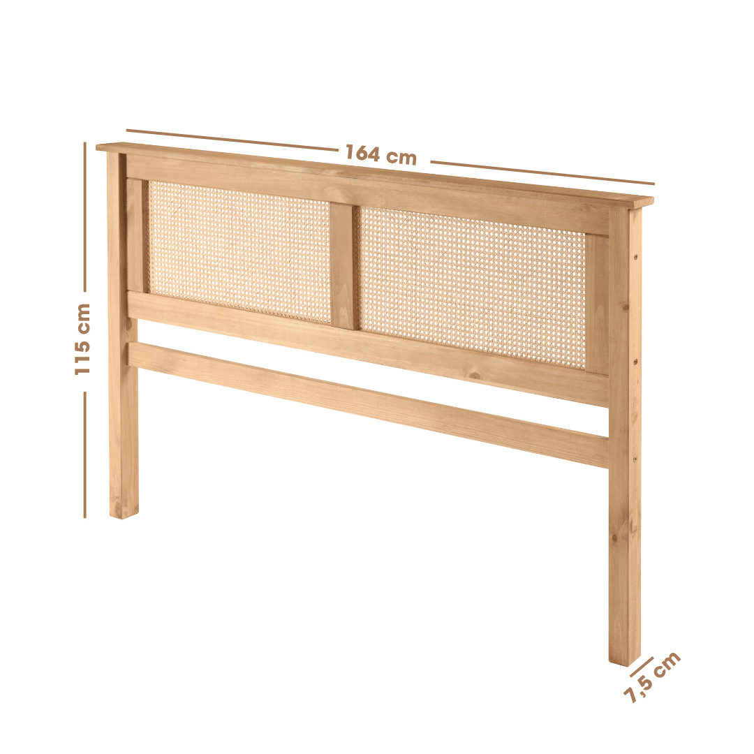 Cabeceira de Cama QUEEN 164cm Nature Madeira e Rattan Cabeceira de Cama QUEEN 164cm Nature Madeira e Rattan