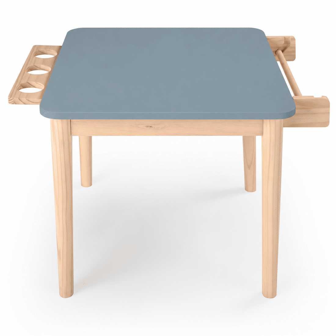 Mesa Infantil Quadrada de Madeira Maciça 61cm Azul com Porta-Lápis e Suporte para Papel Mesa Infantil Quadrada de Madeira Maciça 61cm Azul com Porta-Lápis e Suporte para Papel