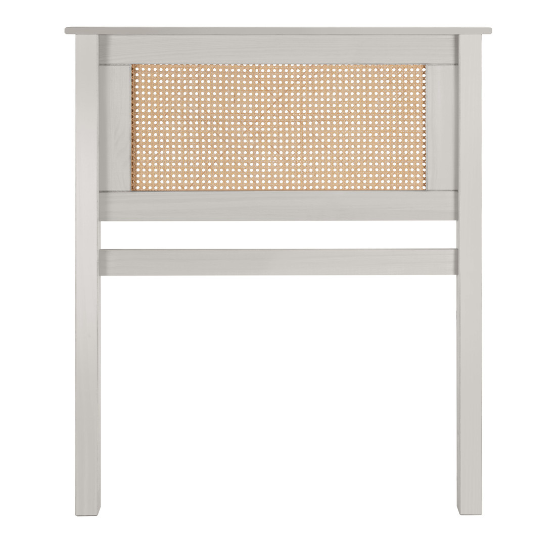 Cabeceira de Cama SOLTEIRO 94 cm Nature Madeira e Rattan na Cor Branca