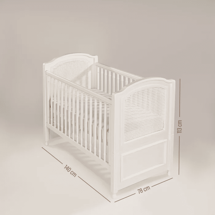 Berço Americano Feliz 2 em 1 Rosa Soft com Palha Branca Berço Americano Feliz 2 em 1 Rosa Soft com Palha Branca