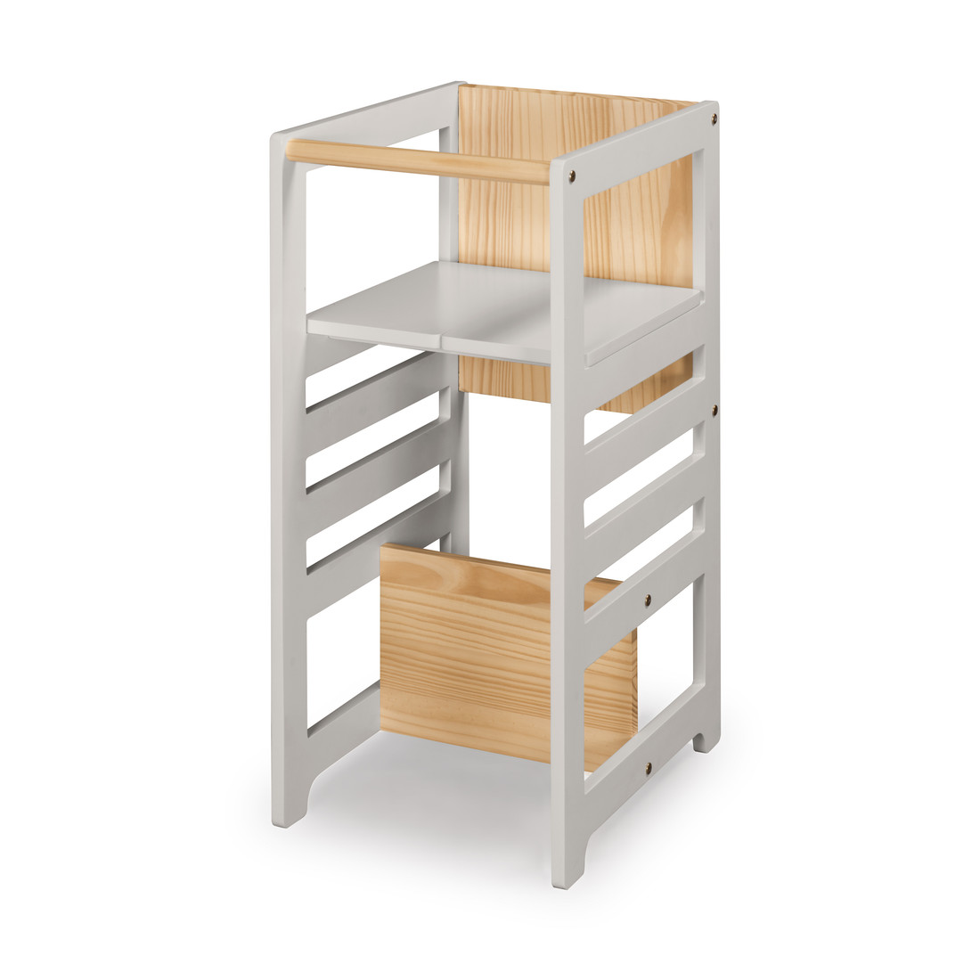 Torre de Aprendizagem Montessori 4 em 1 Cinza Cadeirão Ajustável, Mesinha de Atividades, Quadro de Desenhos Torre de Aprendizagem Montessori 4 em 1 Cinza Cadeirão Ajustável, Mesinha de Atividades, Quadro de Desenhos