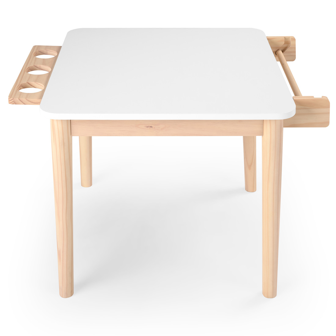 Mesa Infantil Quadrada de Madeira Maciça 61cm Branca com Porta-Lápis e Suporte para Papel Mesa Infantil Quadrada de Madeira Maciça 61cm Branca com Porta-Lápis e Suporte para Papel