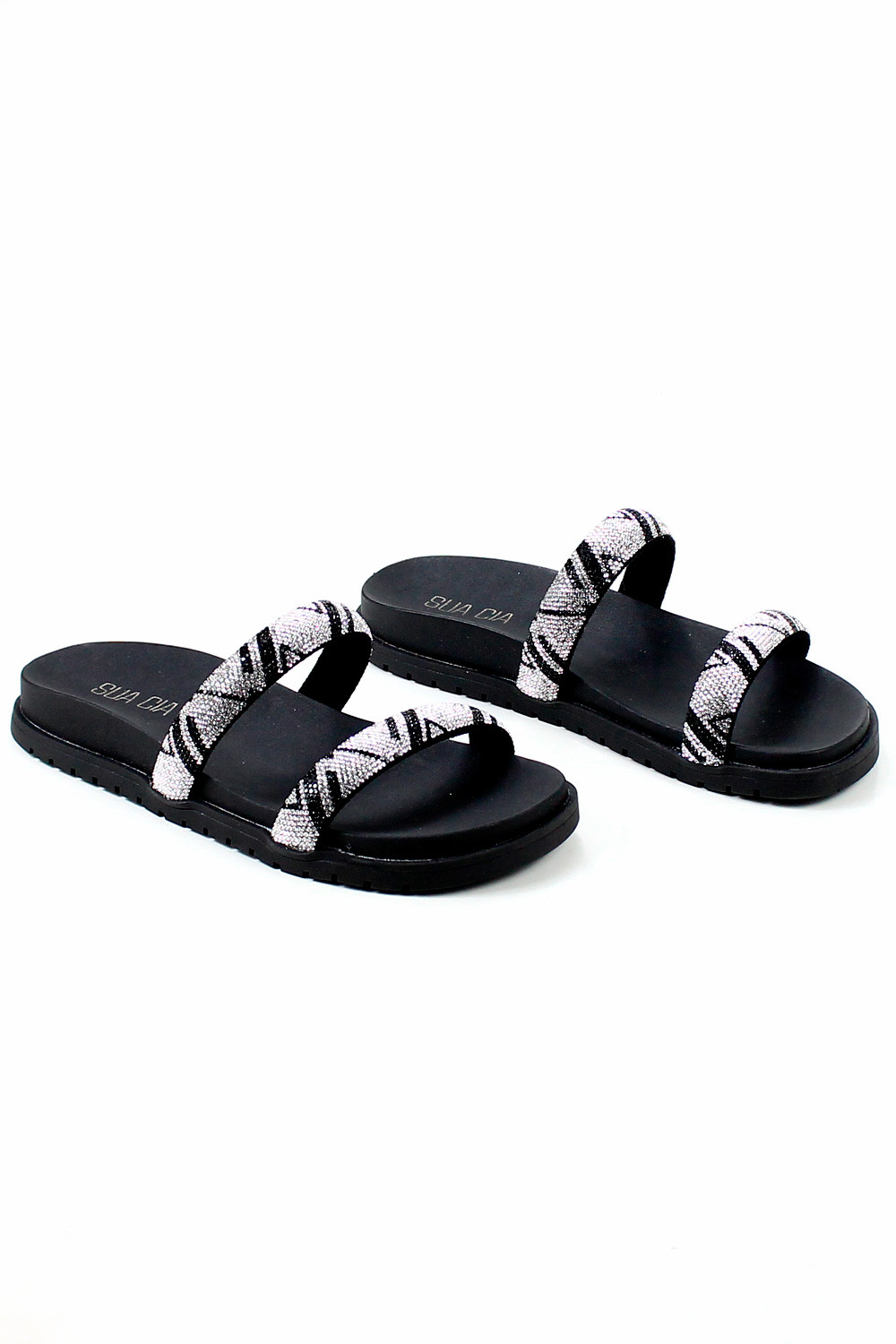 Papete Flatform com tiras em Strass