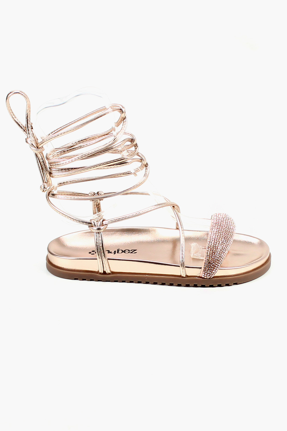 Papete Mybez Mirele com Amarração no Tornozelo e Detalhe em Strass